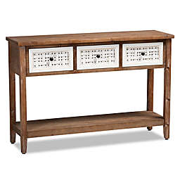 Baxton Studio Denny Two-Tone 3-Drawer Console Table in Brown/White