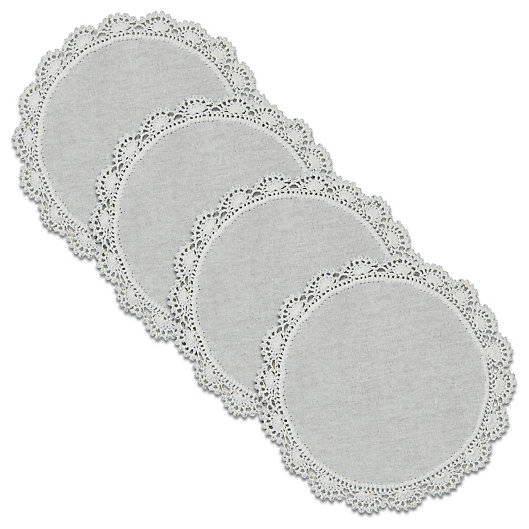 Set of 4 Doilies Polyester Lace 
