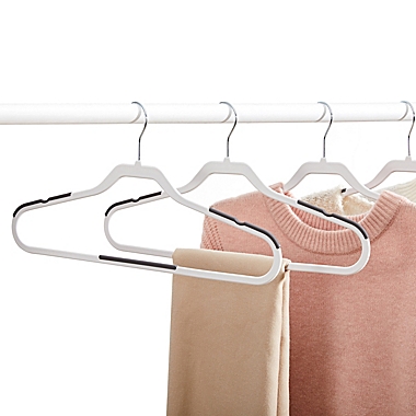 Squared Away&trade; No Slip Slim Hangers in White with Chrome Hook (Set of 16). View a larger version of this product image.