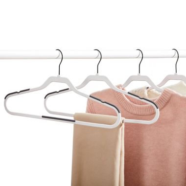 Squared Away&trade; No Slip Slim Hangers in White with Black Hook (Set of 16). View a larger version of this product image.