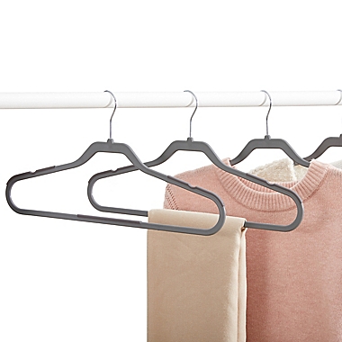 Squared Away&trade; No Slip Slim Hangers in Cool Grey with Chrome Hook (Set of 16). View a larger version of this product image.