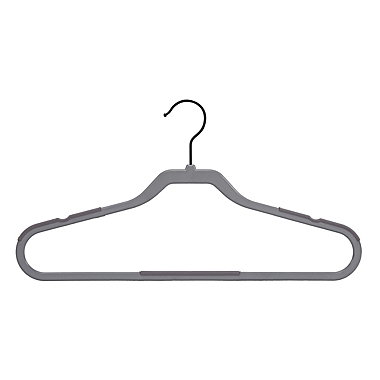 Squared Away&trade; No Slip Slim Hangers in Cool Grey with Black Hook (Set of 16). View a larger version of this product image.