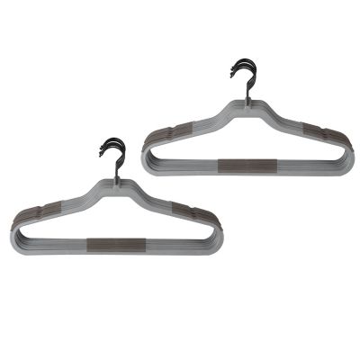 Squared Away&trade; No Slip Slim Hangers in Cool Grey with Black Hook (Set of 16)
