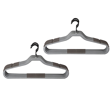 Squared Away&trade; No Slip Slim Hangers in Cool Grey with Black Hook (Set of 16). View a larger version of this product image.
