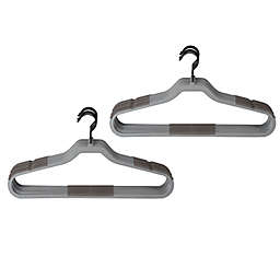 Squared Away™ No Slip Slim Hangers in Cool Grey with Black Hook (Set of 16)