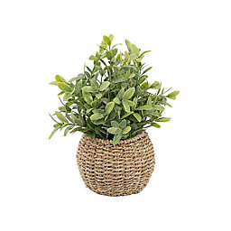 Flora Bunda® 8-Inch Artificial Tea Leaf Plant with Straw Basket Pot in Brown