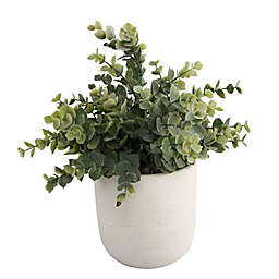 Flora Bunda 4.75-Inch Artificial Eucalyptus with Textured Ceramic Pot in White