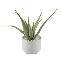 Flora Bunda 14.75-inch Artificial Aloe Arrangement In Footed Ceramic Pot