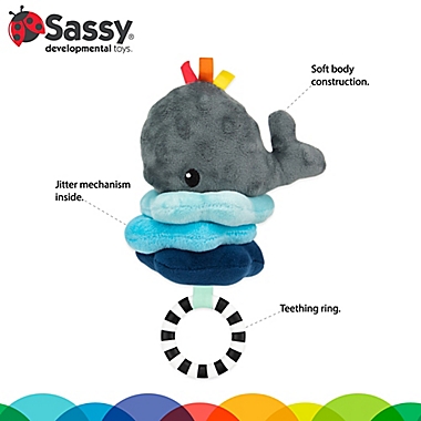 Sassy Wavy Whale  Attachable Developmental Jitter. View a larger version of this product image.