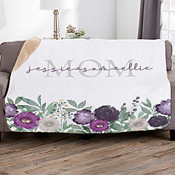 Floral Love For Mom Personalized Sherpa Blanket