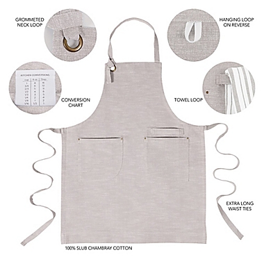 Our Table&trade; Select Chambray Apron in Grey. View a larger version of this product image.