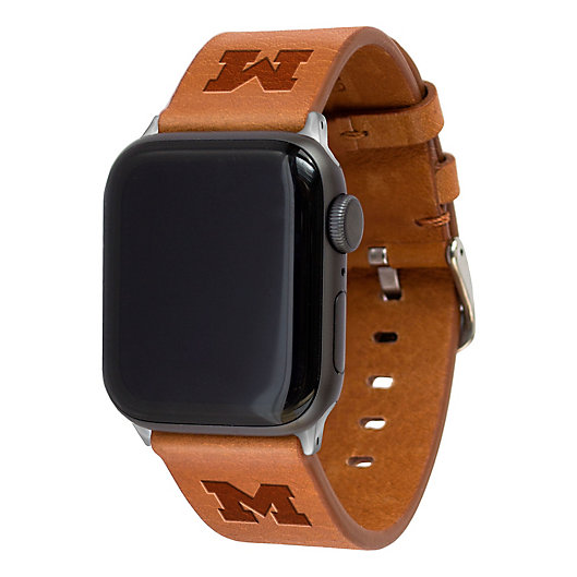 Alternate image 1 for University of Michigan Apple Watch® Short Leather Band in Tan