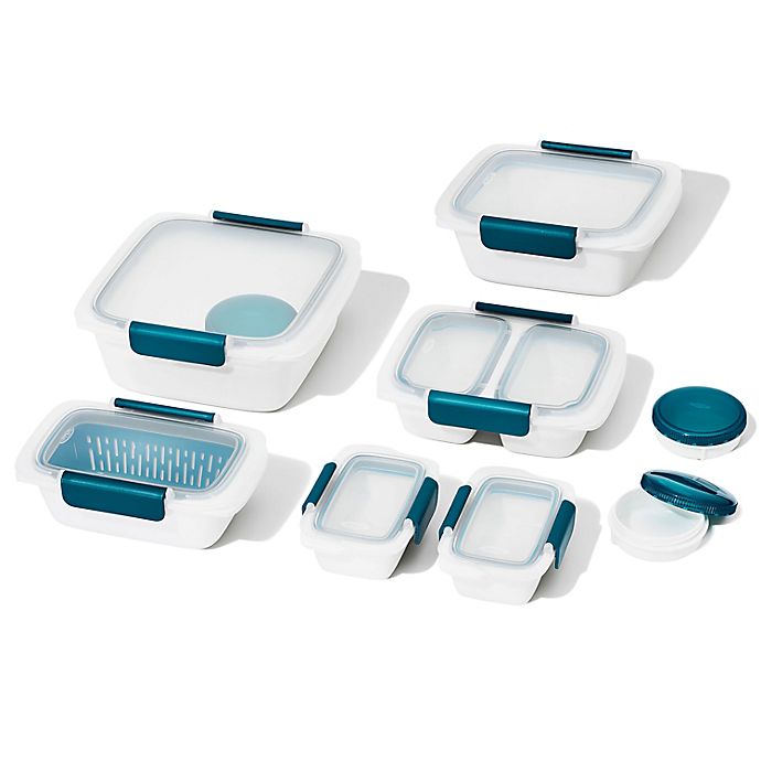 Alternate image 1 for OXO Prep & Go® Food Storage Container Collection in White/Teal