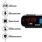 Alternate image 3 for Sharp&reg; LED Alarm Clock in Black with 2 Power Outlets