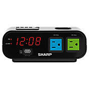 Sharp&reg; LED Alarm Clock in Black with 2 Power Outlets