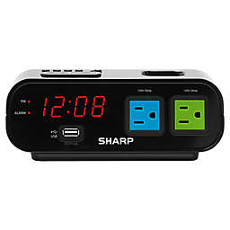 Sharp® LED Alarm Clock in Black with 2 Power Outlets