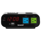 Sharp&reg; LED Alarm Clock in Black with 2 Power Outlets