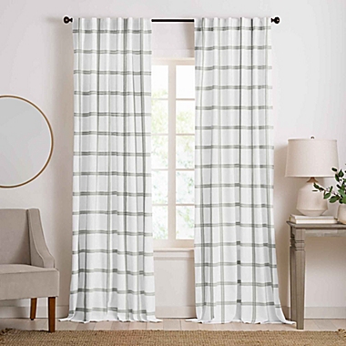 Elrene Farmhouse Living Plaid 84-Inch Room Darkening Curtain Panel in Grey (Single). View a larger version of this product image.