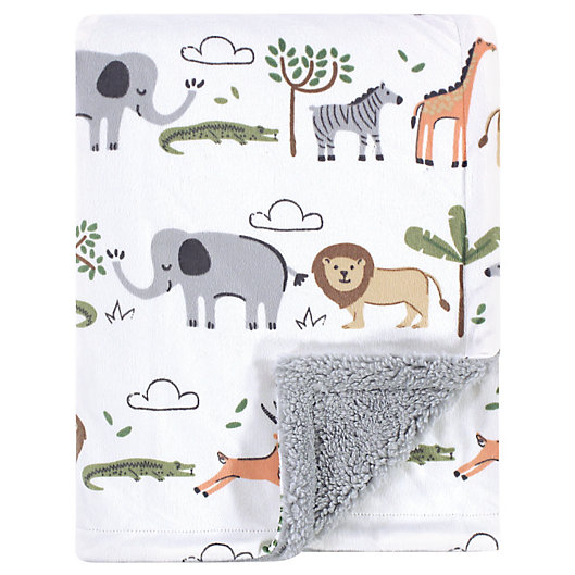 Alternate image 1 for Hudson Baby® Safari Life Plush Sherpa Blanket in Grey