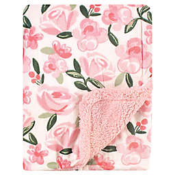 Hudson Baby® Floral Plush Sherpa Blaket in Pink