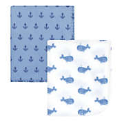 Hudson Baby&reg; 2-Pack Whales Fleece Blankets in Blue