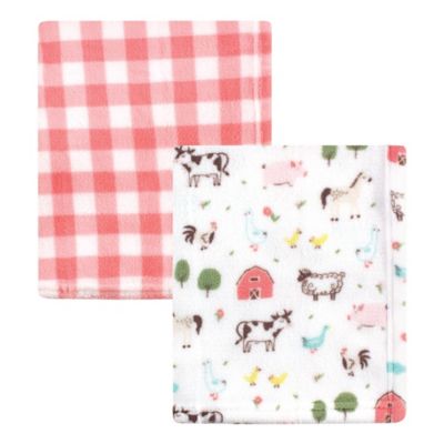 Hudson Baby&reg; 2-Pack Farm Animals Silky Plush Baby Blankets
