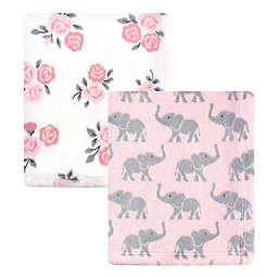 Hudson Baby® 2-Pack Cozy Plush Luxury Elephants Baby Blankets in Pink