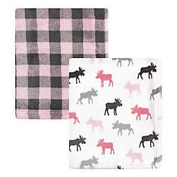 Hudson Baby® 2-Pack Cozy Plush Luxury Moose Baby Blankets in Pink