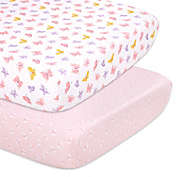 The Peanutshell&trade; 2-Pack Butterfly Fitted Crib Sheets in Pink/Lavender