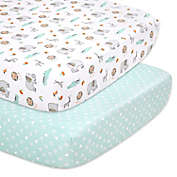 The Peanutshell&trade; 2-Pack Safari Fitted Crib Sheets in White