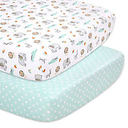 The Peanutshell™ 2-Pack Safari Fitted Crib Sheets in White