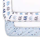 Alternate image 3 for The Peanutshell&trade; 2-Pack Sleepy Elephant Fitted Crib Sheets in Blue/Grey