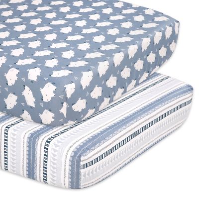 The Peanutshell&trade; 2-Pack Little Rhino Fitted Crib Sheets in Blue/Grey