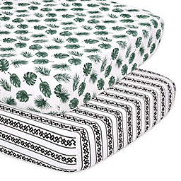 The Peanutshell™ 2-Pack Botanical Fitted Crib Sheets in Green/Grey