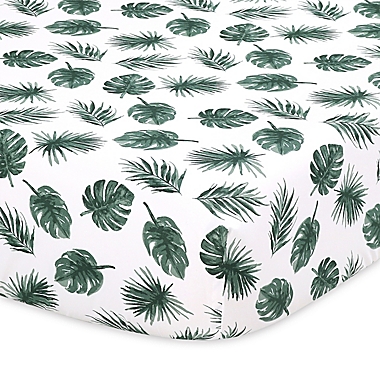 The Peanutshell&trade; 2-Pack Botanical Fitted Crib Sheets in Green/Grey. View a larger version of this product image.