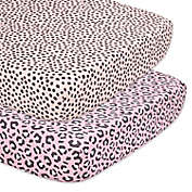 The Peanutshell&trade; 2-Pack Animal Print Fitted Crib Sheets in Ivory/Black