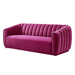 Inspired Home 85-Inch Velvet Sofa in Fuchsia