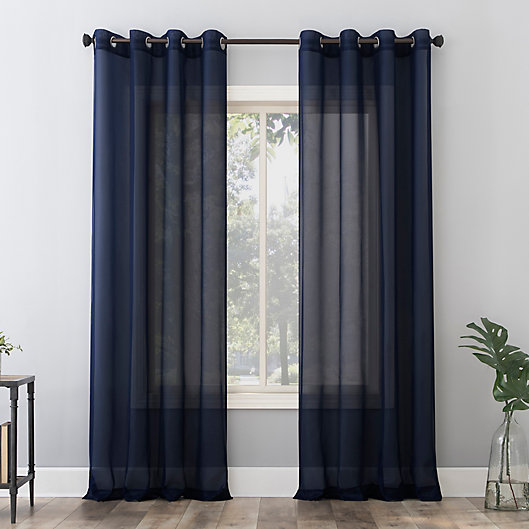 Alternate image 1 for No. 918 Emily Sheer Voile 84-Inch Grommet Window Curtain Panel in Navy Blue (Single)