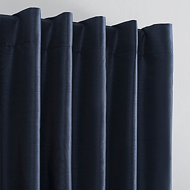 Sun Zero&reg; Evelina Faux Silk Thermal Total Blackout 108-Inch Curtain Panel in Navy (Single). View a larger version of this product image.