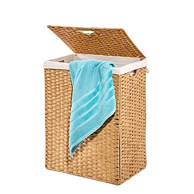 Seville Classics Lidded Wicker Portable Laundry Hamper in Natural. View a larger version of this product image.