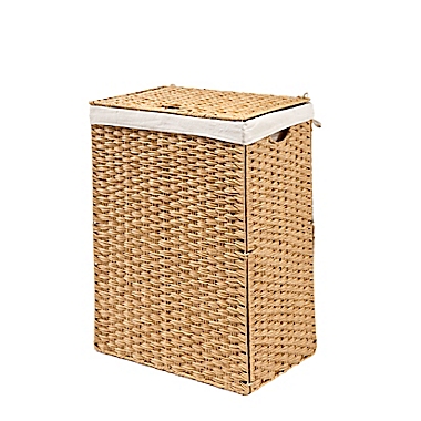 Seville Classics Lidded Wicker Portable Laundry Hamper in Natural. View a larger version of this product image.