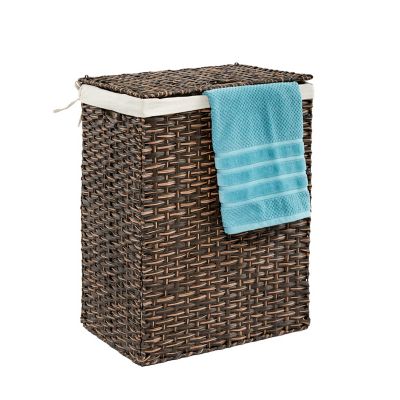 Bamboo Laundry Hamper Bag Wicker Organizer Clothes Washing Storage Basket Brown 