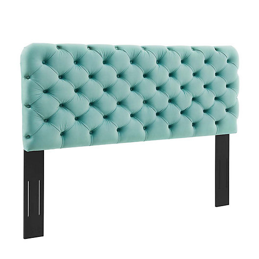 Modway Lizzy King California, Mint Green Upholstered Headboard