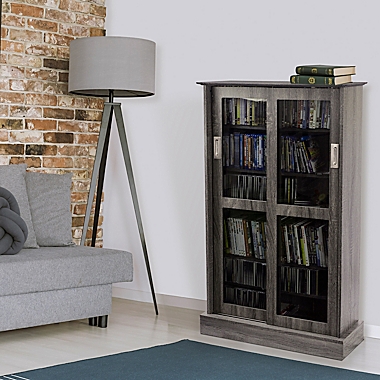 Atlantic Driffield Adjustable Shelf Media Cabinet in Gray. View a larger version of this product image.