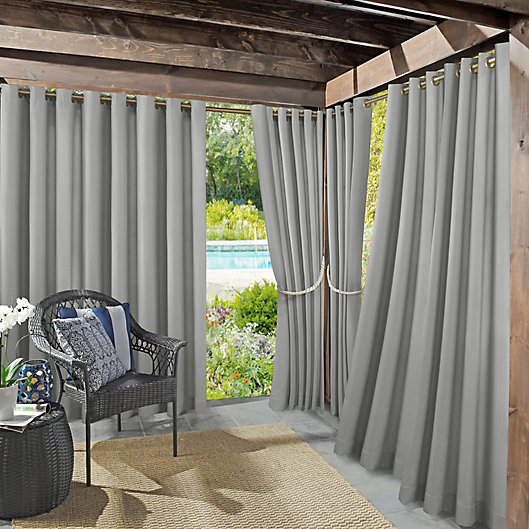 Alternate image 1 for Sun Zero® Dermot Indoor/Outdoor UV Protectant 95-Inch Curtain Panel in Gray (Single)