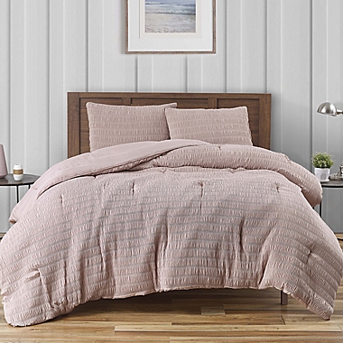 Crinkle 3-Piece King Comforter Set in Blush. View a larger version of this product image.