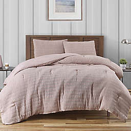 Crinkle 3-Piece Full/Queen Comforter Set in Blush