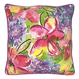 Mod Lifestyles Spring Blooms Watercolor Floral Square Throw Pillow
