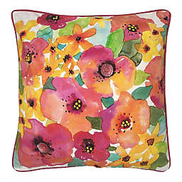 Mod Lifestyles Spring Blooms Poppies Square Throw Pillow