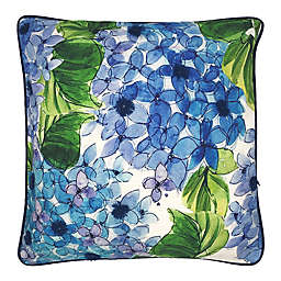 Mod Lifestyles Spring Blooms Hydrangea Square Throw Pillow in Blue